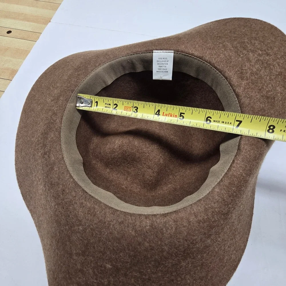 Wide Brim Floppy Hat Womens OS Brown 100% Wool Boho Western Fedora Fall Cowgirl